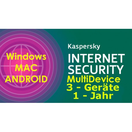 Kaspersky Internet Security MD Win-MAC-Andtoid 1 Jahr 3 Geräte